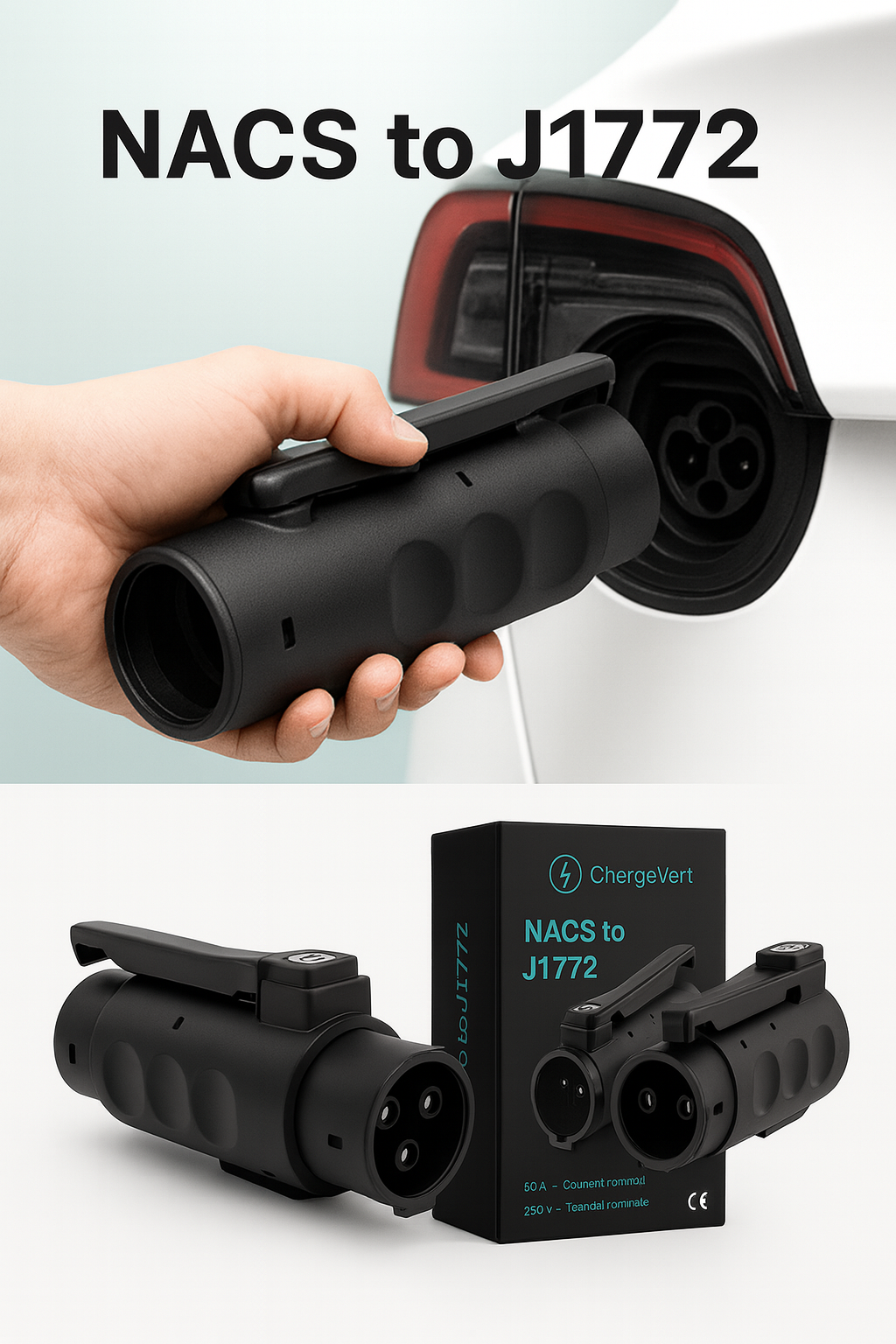 Adaptateur NACS (Tesla) vers J1772 – Puissance AC Max. 80A
