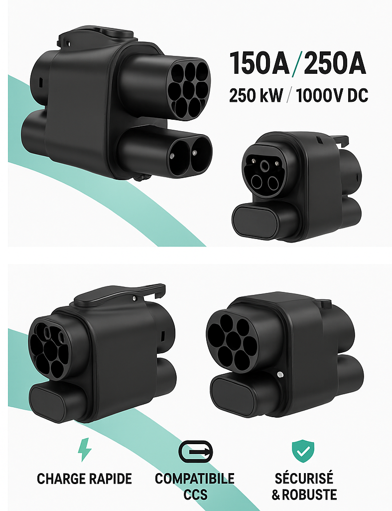 Adaptateur de Charge Rapide CCS2 vers CCS1 350A 350kw