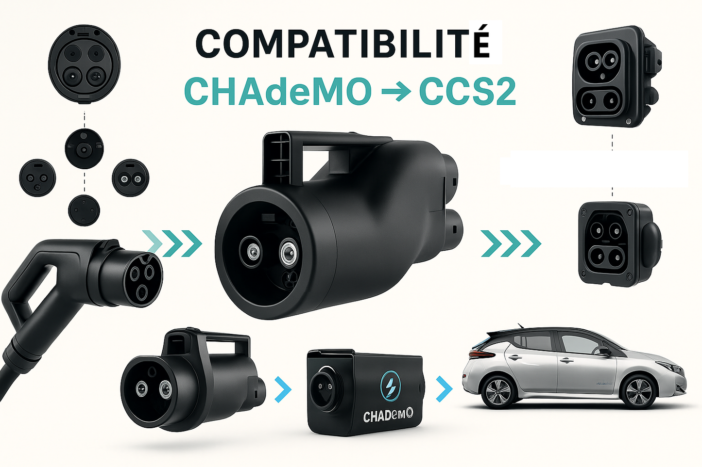 Adaptateur de Charge Rapide DC CHAdeMO vers CCS2 250A 1000V