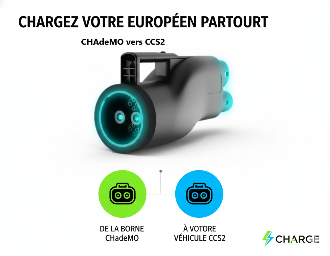 Adaptateur de Charge Rapide DC CHAdeMO vers CCS2 250A 1000V